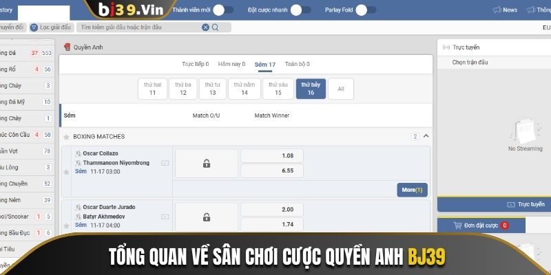 Tổng quan về sân chơi cược Quyền anh Bj39