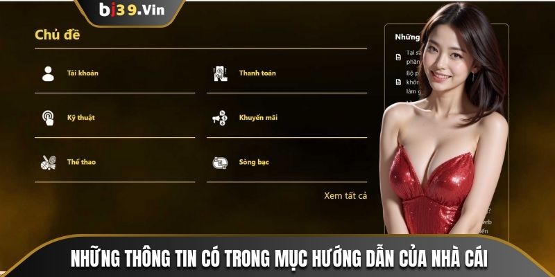 Những thông tin có trong mục hướng dẫn của nhà cái 