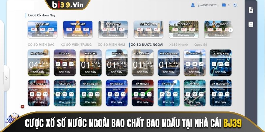 Cược Xổ số nước ngoài bao chất bao ngầu tại nhà cái BJ39